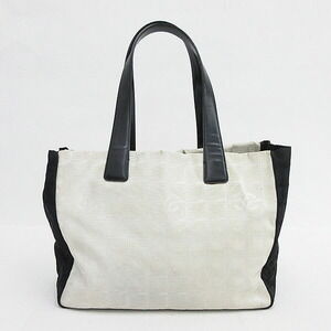 CHANEL Tote Bag White Black